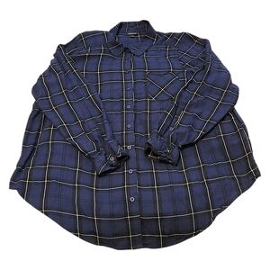Torrid Womens Size 2 (2X) Blue And White Plaid Button Up Collared Blouse